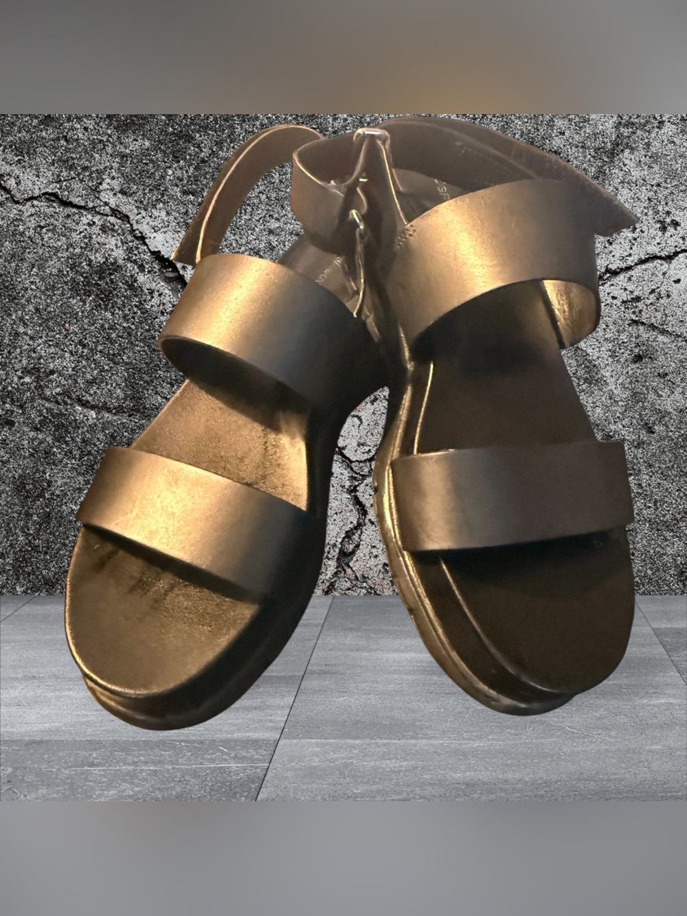 Cole Haan Metallic Black Double-Band Sandals